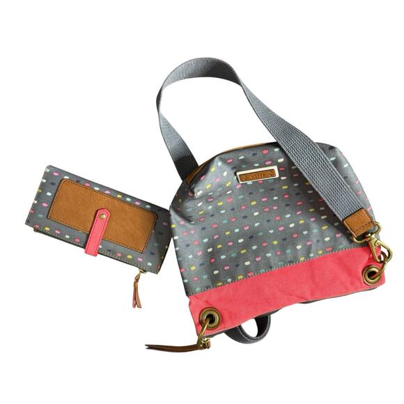 Fossil Keely Crossbody Shoulder Bag Pink Gray Multi Color matching wallet - Picture 1 of 7
